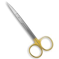 SURGICAL ONLINE Tungsten Carbide Iris Lab Scissors, 4.5 Straight - Gold Finger Ring Handle, 5X Stronger than Stainless Steel