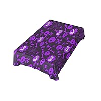 Halloween Skull Purple Tablecloth Square 60x60 Inch- Non-Slip Heat-Resistant Washable Fabric Table Cloth Skull Purple Pattern,Table Cover for Dining Halloween Party