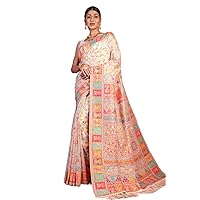 Indian Saree Kashmir silk thread work Handloom Silk Woman Muslim sari