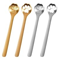 Cat Paw Coffee Spoons, BENBO 4PCS Cute Cat Paw Claw Stainless Steel Teaspoon Coffee Sugar Ice Cream Cake Stirring Spoon Cat Claws Dessert Spoons Set