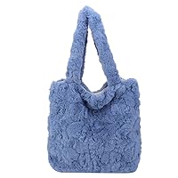 Plush Underarm Bag, Ladies Fluffy Shoulder Bag, Women Furry Flower Tote Bag Y2K Plush Handbag for Autumn and Winter