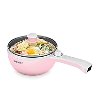 Hot Pot Electric Upgraded, Non-Stick Sauté Pan, Rapid Noodles Electric Pot, 1.5L Mini Portable Hot Pot for Steak, Egg, Fried Rice, Ramen, Oatmeal, Soup with Power Adjustment (Egg Rack Included)