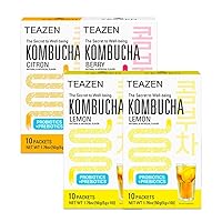 TEAZEN 3 Flavors 40 Sticks Variety Pack, Kombucha Lemon (20 Sticks) and Berry, Citron Flavor (20 Sticks)