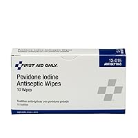 First Aid Only 12-015 Antiseptic Povidone PVP Iodine Wipe (Box of 10)