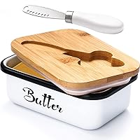 Butter Dish, Butter Dish with Lid for Countertop, AISBUGUR Metal Butter Keeper with Stainless Steel Multipurpose Butter Knife, Large Butter Container with quality Silicone Good Kitchen Gift White