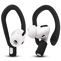 WC HookZ - Upgraded Over Ear Hooks for AirPods Pro & AirPods 1, 2 & 3-2 Size Pairs Included in Package, Unique Left & Right Hook, Does Not Fit with Glasses, Made by Wicked Cushions | Pitch Black
