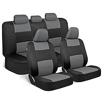 PolyPro Seat Covers Full Set in Gray on Black – Front and Rear Split Bench, Easy to Install for Auto Trucks Van SUV Car