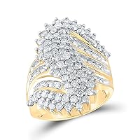 The Diamond Deal 10kt Yellow Gold Womens Round Diamond Cluster Ring 2 Cttw