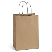 BagDream 100Pcs 5.25x3x8 Inches Gift Bags Small Paper Bags with Handles Bulk Kraft Brown Paper Shopping Wedding Birthday Party Favor Gift Bags For Goody Craft