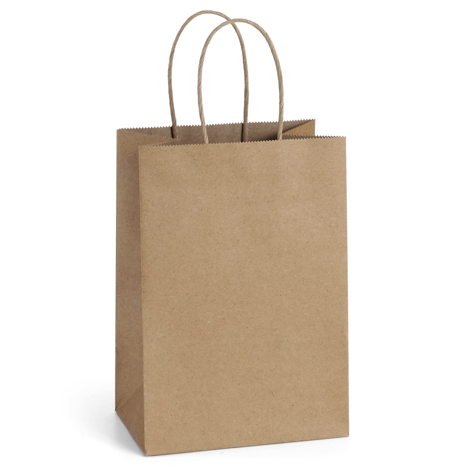 BagDream Kraft Paper Bags 100Pcs 5.25x3.75x8 Inches Small Paper Gift Bags with Handles Bulk, Paper Shopping Bags, Kraft Bags, Party Bags, Gift Bags (Brown)