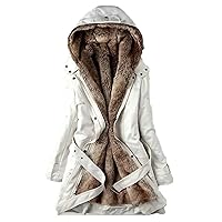 Women 2023 Warm Sherpa Winter Long Hooded Coats Thicken Fleece Long Sleeve Belted Jackets Fashion Solid Outerwear