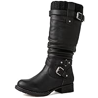 Women's Motorcycle Boots Mid Calf Boots Low Heels Fall Winter Fashion Boots For Women