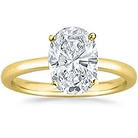 14K White Gold 2 Carat Lab Grown Solitaire Oval Cut IGI CERTIFIED Diamond Engagement Ring (2 Ct,H-I Color VS2-SI1 Clarity)