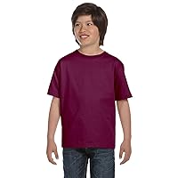 Hanes Boys' TAGLESS174; ComfortSoft174; Crewneck T-Shirt (XS, Maroon)