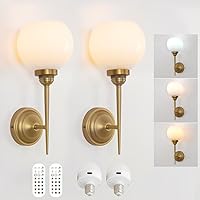 HEQIQEH Vintage Rechargeable Battery Operated Wall Sconce Lighting Fixture with White Globe Glass Shade, Dimmable Cordless Wall Mounted Lamp with Remote Control for Bathroom Vanity Bedside Stairs