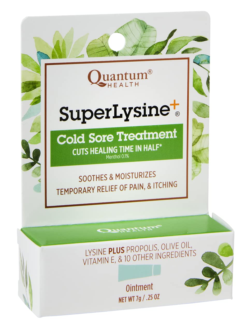 Quantum SuperLysine+ Cold Sore Treatment Ointment|Relieves Pain, Burning, and Itching|Cuts Healing Time in Half|0.25 Ounce
