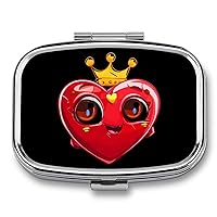 Queen Heart and Crown Heart Shape Medical Box Portable Pill Container Holder Travel Pill Organizer for Men Women