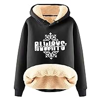 Womens Hoodies Fleece Jacket Winter Sherpa Lined Sweatshirt Winter Warm Thermal Pullover Hooded Sweatshirts