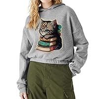 Cute Cat Cinched Bottom Hoodie - Cartoon Women’s Hoodie - Cat Hooded Sweatshirt