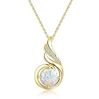 KINGWHYTE Sterling Silver Phoenix Pendant Necklace, Opal Jewellery for Women Statement Necklace Birthday Gift