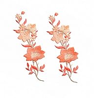 New Plum Blossom Flower Applique Clothing Embroidery Patch Fabric Sticker Iron On Sew On Patch Craft Sewing Repair Embroidered (Orange)