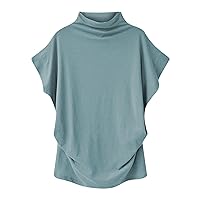 Womens Mock Neck Tank Tops 2024 Trendy Ruffle Batwing Sleeve Tops Loose Fit Casual Lightweight Solid Going Out Tops Clothing