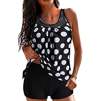 Tankini Swimsuits for Women with Shorts Athletic Two Piece Tummy Control Bathing Suits Racerback Tank Tops Swimwear