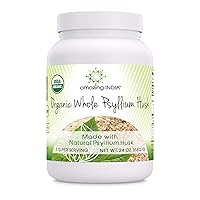 USDA Certified Organic Whole Psyllium Husk Powder (Non-GMO) - Excellent Source of Soluble Fiber - Helps Promote Regularity - Promotes Intestinal Health (24 Oz)
