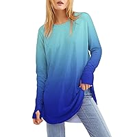 Womens Tops Elegant Long Sleeve Shirts for Women Work Plus Size Spring Fit Shirt Plain Cool O-Neck Blouse Women Blue Womens T Shirts Blouses for Women Fashion 2024 Small