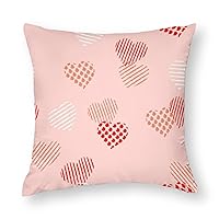 Throw Pillow Covers Love Hearts Doodle Valentines Day Pink Smooth Soft Comfortable Polyester Pillowcase Cushion Cover with Hidden Zipper for Wedding Birthday Gift Couch Sofa Bedroom，18