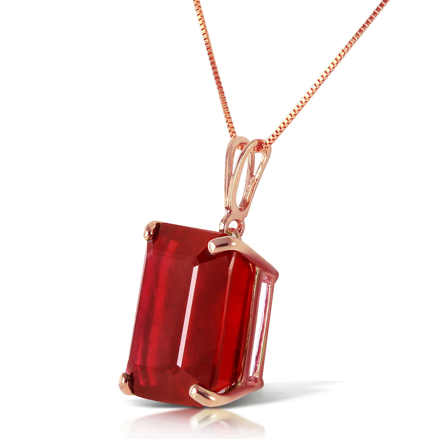 Galaxy Gold GG 6.5 CTW 14k Solid Gold Necklace Emerald Cut Ruby