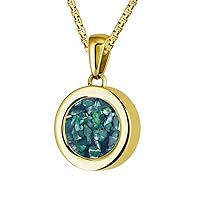 Quiges Gold Stainless Steel 12mm Mini Coin Pendant Holder and Blue Coloured Coins with Box Chain Necklace 42 + 4cm Extender