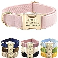PETDURO Custom Dog Collar Personalized with Name Engraved Quick Release Rose Gold Metal Buckle for Large Medium Small Girl Dogs - Dog Leash and Bow Tie Available - Soft Comfy Velvet (Pink, S)