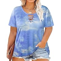 RITERA Plue Size Tops for Women Short Sleeve Crewneck Summer Casual Tshirts Oversized Loose Fit Tunic Blouses XL-5XL