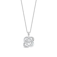 Sterling Silver 1/10Ct TDW Dancing Diamond Love Knot Fashion Pendant Necklace with an 18