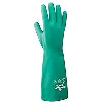 SHOWA 730 Nitrile Cotton Flock-lined Chemical Resistant Glove, Small (Pack of 12 Pairs) Light Green