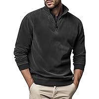 Men's Thermal Fleece Quarter-Zip Pullover, Winter Outdoor Warm Sweater Lightweight Running Sweatshirt