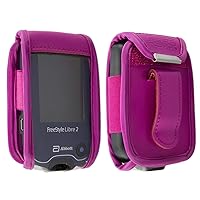 Leather-Case with Belt Clip for Freestyle Libre 1/2 / Insulinx / 14 Day Made of Genuine Leather, Mobile Phone Cover in Pink