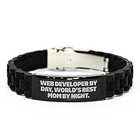 Web Developer Glidelock Clasp Bracelet Gifts for Web Developers | Inspirational Gifts For Mother's Day | World's Best Mom | Funny Gift For Web Developers