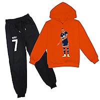 Boys Girls Mbappe Hoodie+Sweatpants Set 2 Pcs Winter Outfits-Casual Pullover Sweatshirt Suit for Little Kids
