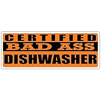 Certified Bad Ass Dishwasher | Occupation, Job, Career Gift idea | Weatherproof Sticker or Window Cling for applying on The Outside and Inside of The Window