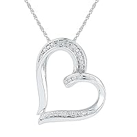 DGOLD Sterling Silver White Round Diamond Heart Pendant (0.03 Cttw)