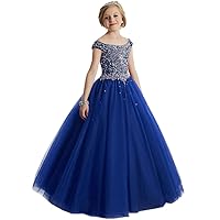 Y&C Girls Halter Chest Full Crystal Ball Gown Floor Length Pageant Dresses