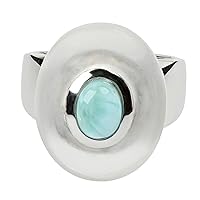 La Luna Design Women's Ring 925 Silver with Rock Crystal Frost and Larimar
