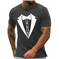 Men's Funny T-Shirts Tuxedo Bow Tie Printed Graphic Shirts Novelty St Patricks Day Shirt Muscle Fit Short Sleeve Tops