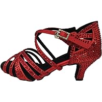 Womens Rhinestones Glitter Dance Shoes Ballroom Latin Cha Turning Shoes For Dance