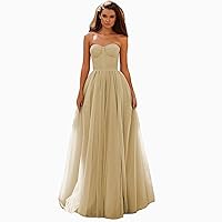 ZHengquan Women's Strapless Princess Tulle Prom Dresses for Women Sweetheart Evening Gown Bridesmaid Dress