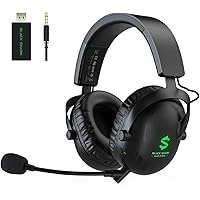 Black Shark Wireless Gaming Headset, 2.4Ghz + Bluetooth 5.2 + 3.5MM Cable Jack 3-in-1 Headphones with Noise Cancelling Microphone for PC/iOS/Android/Mac/Windows, 60Hrs Playtime