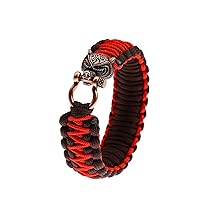 CALOZITO Wolf Beads Charm Bracelets For Men Accessories Punk Black Red Thread Bracelet Handmade Gifts (ABL147-2)