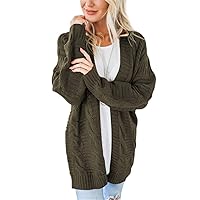 Andongnywell Womens Open Front Loose Down Knit Sweater Chunky Cardigan Cable Knitted Sweaters Coat